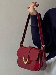 Ladies' Small Shoulder Bag, Leather Handbag, Hobo Wallet, Red Retro Y2K Wallet Fashion Crossbody Bag, Red Handbag Top Handle, Stray Man Armband Handbag,Summer,Beach Bag,Beach,Crossbody Bags For Women,Valentines Gifts,Purse,Spring To Summer,Tote Bags For Women,Brides Maid Proposal Gifts - 彩色 - 查看 4