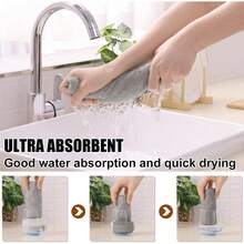 12 Pack Kitchen Dish Cloths (10 X 10 Inches, Cream Yellow), Super Soft And Absorbent Coral Velvet Dish Towels, Nonstick Oil Fast Drying Microfiber Cleaning Cloth, No Lint Household Dishcloths, 2025 - 灰色 - 查看 9