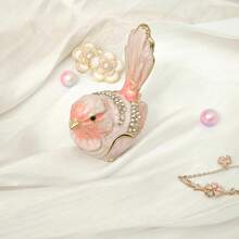 Mini Bird Trinket Box, Vintage Metal Enameled Bird Figurine, Rings Earrings Small Jewelry Box Decorative Hand-Painted Collectible Animal Statue Gift For Girls Women, Pink/Blue - 粉色 - 查看 6