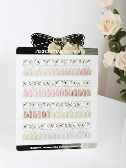 圣诞礼物 60色蝴蝶亚克力可拆卸磁性指甲油色卡，UV/油性凝胶指甲油展示板，指甲油颜色测试，磁性指甲油调色盘