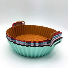 1/2pc Reusable Silicone Air Fryer Liner, Fits 4-7 Quart (Approx. 17-20.3cm) Air Fryers And Microwaves - Multicolor - View 6