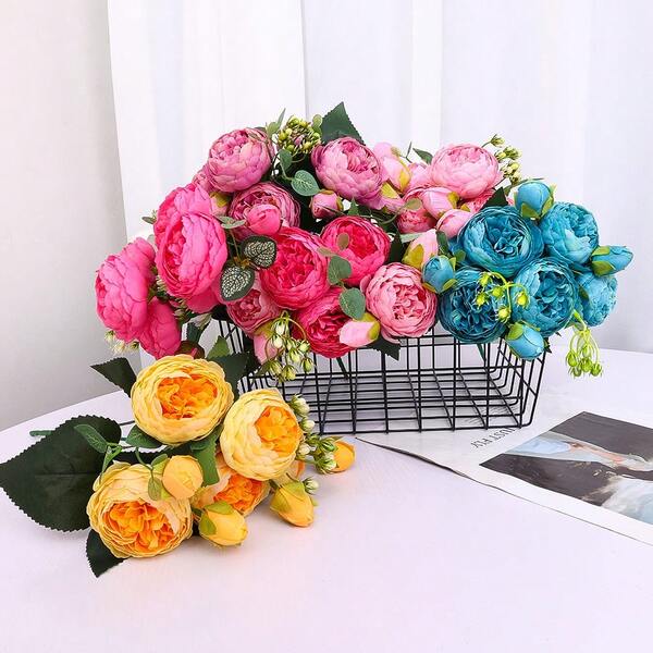 1 Stück künstliche Rose Pfingstrose Blumenstrauß, schöne Kunstblumen Anordnung für Hochzeit, Party und Heimdekoration, Valentinstag Geschenkdekoration