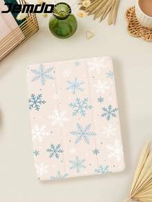 1 pieza Funda protectora para tableta con diseño de copos de nieve navideños, compatible con iPad 10.2 pulgadas, iPad Pro 2021/2020 / iPad (A16) 11 pulgadas 11a gen 2025/10a gen, Galaxy Tab A8 10.5 pulgadas 2022, Matepad 10.4/Tab, anti-caída, con ranura para lápiz, compatible con suspender/activar, mejor regalo para familiares y amigos
