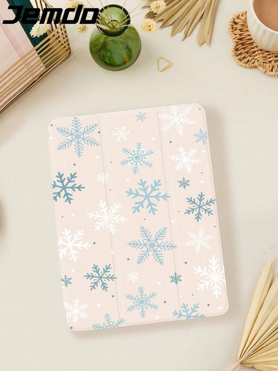 1 pieza Funda protectora para tableta con diseño de copos de nieve navideños, compatible con iPad 10.2 pulgadas, iPad Pro 2021/2020 / iPad (A16) 11 pulgadas 11a gen 2025/10a gen, Galaxy Tab A8 10.5 pulgadas 2022, Matepad 10.4/Tab, anti-caída, con ranura para lápiz, compatible con suspender/activar, mejor regalo para familiares y amigos