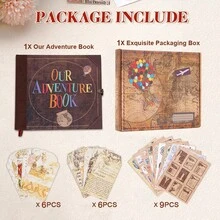 Our Adventure Book Scrapbook Travel Diary Photo Book 146 Page 19.5x7.7inch DIY Photo Album, Retro Vintage Souvenirs, Kraft Paper Journal Scrap Book Kit For  Couples Travel Memory Wedding Anniversary Travel Writing Gift Baby & Friend Gifts, Heartfelt Present  Friend Birthday Gift Valentine's Day Gift - Chocolate Brown - View 14