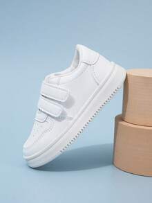 1 Pair Infant Casual White Shoes, Flat Simple Design With Hook And Loop Closure, Suitable For Babies In Spring/Autumn, Campus And Outdoor Activities - White - View 13