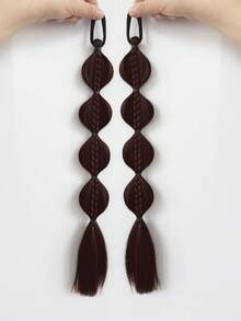 2 件装泡泡马尾辫假发，合成纤维编织接发，带发圈 - 黑色优雅假发，适合女性和女孩，DIY 日常配饰，多种造型选择，时尚发饰，高品质发饰，时尚达人的完美之选 - 彩色 - 查看 11