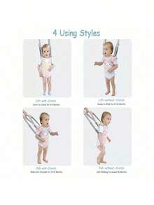Four Seasons Portable Breathable Baby Walker, Baby Learning Walking Harness, With Waist Protection And Anti-Pull Rope - Dusty Pink - View 8