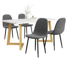 Dining Set (5-Piece), Dining Table With 4 Chairs, Modern Kitchen Table Set, Dining Chairs In A Modern Design With Backrest, Metal Legs, Grey Linen, Gold Table Legs - Gold - View 1