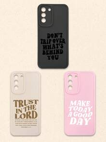 3pcs Inspirational & Christian-Themed Black/Beige/Pink Phone Cases, Compatible With IPhone & Galaxy,International Version, Not The Domestic Version - Multicolor - View 30
