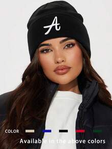 1顶男女通用Y2K风格刺绣字母A针织帽，适合户外、休闲、冬季通勤等多种场合。 - 針織帽 - 查看 8