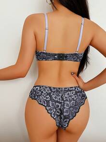 Women's Lace Bra And Panty Set, Underwire Push-Up High Support Sexy Bra Set - Multicolor - View 4