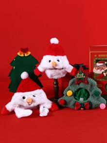 1个宠物圣诞树雪人帽，可爱节日头箍，蝴蝶结圣诞礼物，适合猫狗，毛绒圣诞头箍 - 彩色 - 查看 6