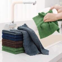 12 Pack Kitchen Dish Cloths (10 X 10 Inches, Cream Yellow), Super Soft And Absorbent Coral Velvet Dish Towels, Nonstick Oil Fast Drying Microfiber Cleaning Cloth, No Lint Household Dishcloths, 2025 - 海軍藍/深灰色/棕色/草綠色 - 查看 3