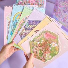 20pcs Large Size Yoyo Town Miniature Scene Sticker Book, Includes 8 Different Scenes & 10 Sticker Sheets, 3D Cartoon House DIY Landscape Decoration Sticker Scrapbooking Supplies School Supplies - Multicolor - View 7