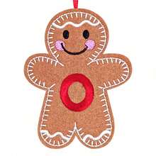 1 pieza Adorno bordado con la inicial en forma de hombre de jengibre - Decoración inicial para el árbol, regalo familiar - Decoración clásica para el árbol de Navidad y la chimenea, adorno navideño para fiestas familiares