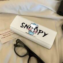 1pc Snoopy Eyeglass Case, Portable High-Quality Cute Magnetic Closure Eyewear Case For Students, PU Leather Material, Anti-Pressure, Random Style, Christmas Gift, Christmas Stocking Stuffer, Christmas Present, Christmas Decoration - Multicolor - View 2