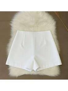 Shorts Feminino Bermuda Curta Confortável Liso Básico Alfaiataria