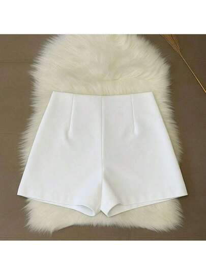 Shorts Feminino Bermuda Curta Confortável Liso Básico Alfaiataria