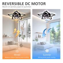 Ceiling Fans With Lights Remote Control, 27" 6 Speeds 3 Light Color Low Profile Flush Mount Ceiling Fan For Kitchen Bedroom - 黑色 - 查看 8