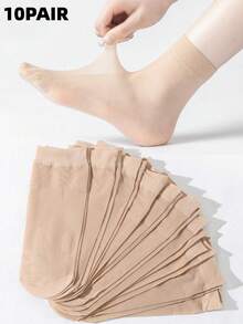 5/10/50/100 Pairs Of Transparent Stockings Boat Stockings Ladies Stockings Spring And Summer Short Stockings Multiple Pairs Of Specifications Girls Transparent Stockings Simple Design Solid Color Transparent