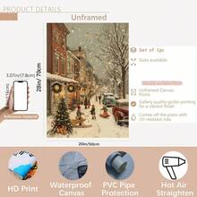 12x16 英寸无框复古圣诞小镇帆布海报 - 冬季仙境墙壁艺术，带有雪橇场景、雪景街道和节日装饰，现代节日家居装饰，适合客厅、卧室、办公室 - 完美的礼物创意，圣诞墙壁艺术，最适合圣诞节 - 彩色 - 查看 13