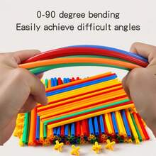 3-6 Years Old Kids Straw Building Blocks, Kindergarten Plug-In Educational Puzzle Toys, Intelligent Sticks For Boys And Girls To Build Houses - Multicolor - View 2