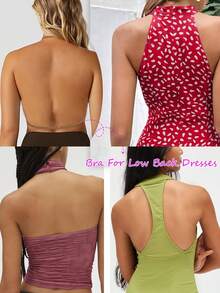 Women'S Sexy Elegant Backless Push-Up Bra - U-Shaped X-Back With Removable Adjustable Straps, High Support Full Lift, Seamless Nylon Lingerie, Hand Washable & Wire-Free, Comfortable Padding For Everyday & Special Occasions, Discreet Coverage - 卡其色 - 查看 5