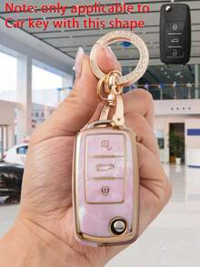 大眾汽車鑰匙擋套保護套+鍍金鑽石車鑰匙扣帶螺絲刀套裝,適用於大眾3按鈕摺疊鑰匙 - 彩色 - 查看 12
