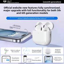 New Air7  Wireless Earphones Noise Cancelling High Sound Quality Seventh Generation Wireless Sports Earphones ANC USB-C Wireless Earbuds, Bluetooth 5.4 Headphones HiFi Stereo, Bluetooth Earbuds With ENC Noise Cancelling Mic, IP7 Waterproof In Ear Earphones, 48H, LED Display Ear Buds For Pad Phone Workout Sports, White - 官方六代 - 查看 4