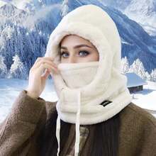 2025 New Winter Fleece Ski Mask For Women And Men, Windproof Warm Drawstring Face Cover Hat