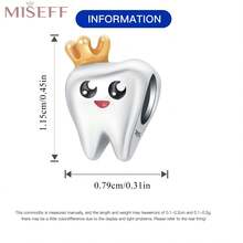 MISEFF 1 pieza Encanto de plata de ley S925 con diseño dental para hacer pulseras, manualidades y regalos de joyería para mujeres