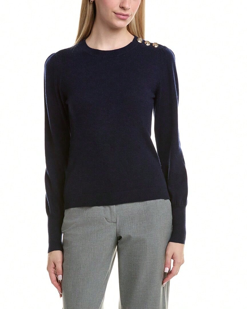 Bruno Magli Button Shoulder Wool & Cashmere-Blend Sweater - Blue - View 1