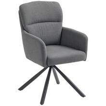 HOMCOM Upholstered Dining Chair, Kitchen Chair With Thick Padding, Armrests, Metal Legs, Gray - 1 - View 12