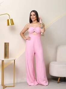 Macacão Feminino Tomara Que Caia Solto Comprido Pantalona Social Festa