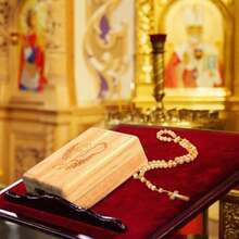 QY- 2 Pcs First Communion Gifts Wood Rosary Box And Wooden Rosary Beads Rosarios Catolicos Necklace Jewelry Holder For Men Women Prayer -9929 - 棕色 - 查看 6