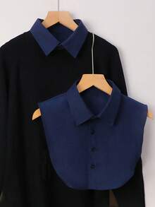 5-Piece/4-Piece/3 Pieces2 Pieces/1-Piece Solid Color Versatile Bachelor's Gown Graduation Gift With Detachable Collar, Shirts, Formal Occasion Business Blue And White Bright Color Mock Collar, Suitable For Daily Wear Paired With Sweaters And Suits - Multicolor - View 21