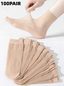 5/10/50/100 Pairs Of Transparent Stockings Boat Stockings Ladies Stockings Spring And Summer Short Stockings Multiple Pairs Of Specifications Girls Transparent Stockings Simple Design Solid Color Transparent
