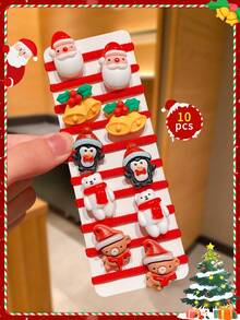 10pcs/Set Cute Christmas Hair Scrunchies, Featuring Santa Claus, Reindeer & Other Christmas Elements, Perfect Christmas & New Year Gift For Girls, Ideal For Holiday Hairstyles
