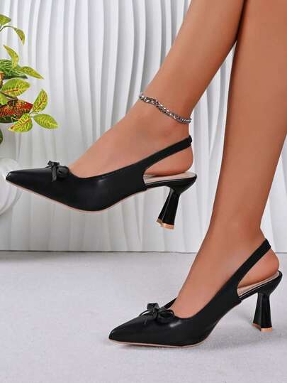 Chunky Heel Pointed Toe Sandals, Slip-On Party Sandals, Fashion High Heel Sandals For Teenage Girls