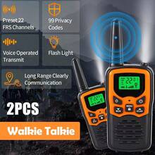 2pcs Mini Walkie Talkie For Outdoors PMR FRS Long Range Portable Family Two Radio With LED Flashlight VOX - Negro - Ver 7