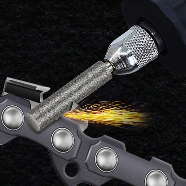 Juego de 9 piezas de afilador de sierra de cadena con diamante, brocas de molienda de alúmina con revestimiento de titanio y piedras rotativas para desbarbar para afilar cadenas de sierra, jade, vidrio, metal y madera - Modo sin alimentación eléctrica