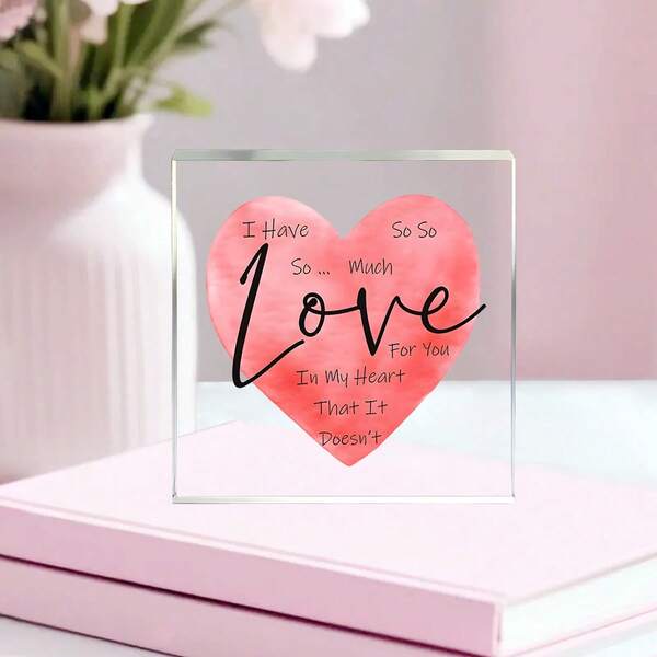 1pc 2D Acrylic Desktop Decor, Valentine's Day, Wedding, Anniversary, Home Decor, Birthday Art Craft Gift, Party Decoration