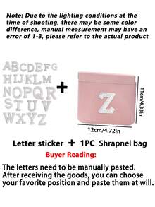 1pc Letter A-Z Cable Organizer Bag, Earphone Pouch, Cosmetic Bag, Digital Pouch, Coin Purse, Small Capacity, Toiletry Organizer Bag, Travel Organizer, Lightweight Travel Essentials, Jewelry Organizer, Lip Gloss Organizer, Nail Polish Organizer, Cosmetic Storage Organizer - Pink - View 10