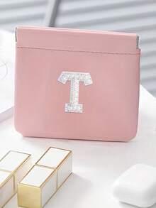 1pc Letter A-Z Cable Organizer Bag, Earphone Pouch, Cosmetic Bag, Digital Pouch, Coin Purse, Small Capacity, Toiletry Organizer Bag, Travel Organizer, Lightweight Travel Essentials, Jewelry Organizer, Lip Gloss Organizer, Nail Polish Organizer, Cosmetic Storage Organizer - Pink - View 35