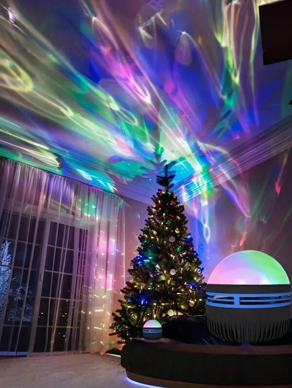 1 Stück Neue Aurora 16-Farben rotierende RGB Smartlight | Aurora Atmosphäre Projektions Smartlight LED Glühbirne | USB Deckenprojektor & Nachtlicht, geeignet für Partys, Schlafzimmer, Büro, Wohnzimmer, Gaming, Partys, Restaurants, Theater, Dekoration, mit Fernbedienung, dimmbar (USB betrieben) - perfektes Geschenk zu Weihnachten, Valentinstag, Ostern, Halloween