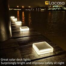Step LightsLacasa Luces Solares Jardin 4 Pack 30LM LED Lámpara Solar Exterior IP68 Impermeable Luz Solar del Piso Auto ON/OFF Lámparas Solares para Step Camino Deck Dock Valla Blanco Natural 4000K CuadradoStep Lights - BlancoNatural4000K - Ver 7