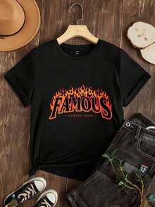 Women-Shirt Flame Print Famous Coming Soon Graphic Tee Black White Color Options Casual Streetwear Style Summer Outfits Women Graphic Tees Women Crop Tops Tops Women Vintage Cotton Cute Clothes Women Shirts Summer Tops Graphic Tees Summer Outfits Women Graphic Tees Women Crop Tops Tops Women Vintage Cotton Cute Clothes Women Outfit Women Vestidos Elegantes De Mujer - màu đen - Xem 2