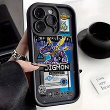 Funda de teléfono con patrón de  Gabumons en estilo creativo de píxeles, adecuada para Apple  17 Air 16 16e 15 14 13 12 Mini 11 Pro Max X XR XSMAX 8 7 e Plus con protección de lente en forma de escalera, cubierta trasera suave de lujo, funda para smartphone,  de gadget, patrón de dibujos animados, diseño de anime, material duradero, carcasa flexible, accesorio de moda, funda protectora, individuos creativos, entusiastas de la tecnología. - Negro - Ver 8