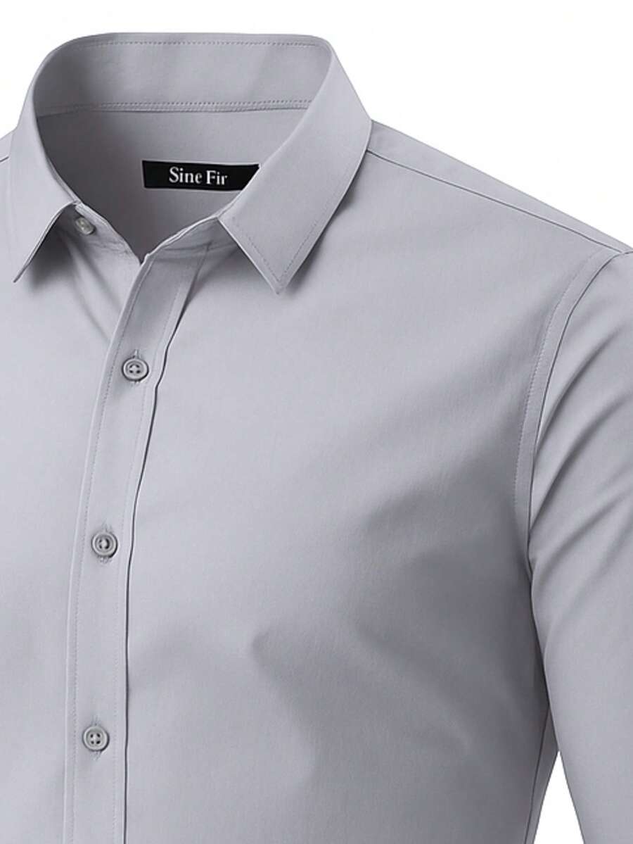 Rand paul Men's Breathable, Non-Sticky Dress Shirt, Easy To Wash And Dry, Ideal For Work, Meetings, And Everyday Wear - 灰色 - 查看 1